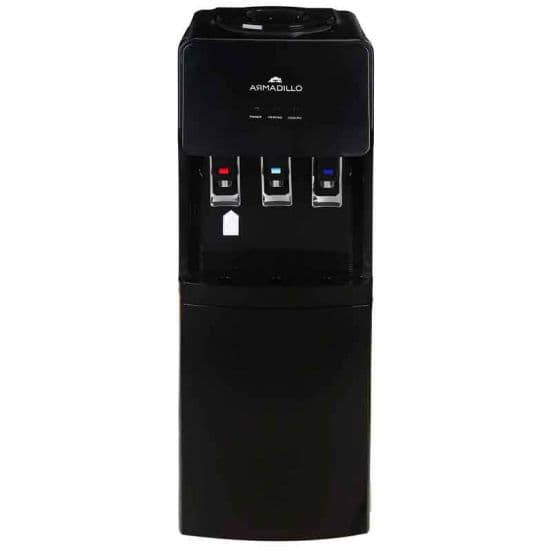 Armadillo Water Dispenser With Refrigerator, 3 Taps, 16 litre , Black - ARM-WDS-FRI-BK-0000 ( Water bottle on top )