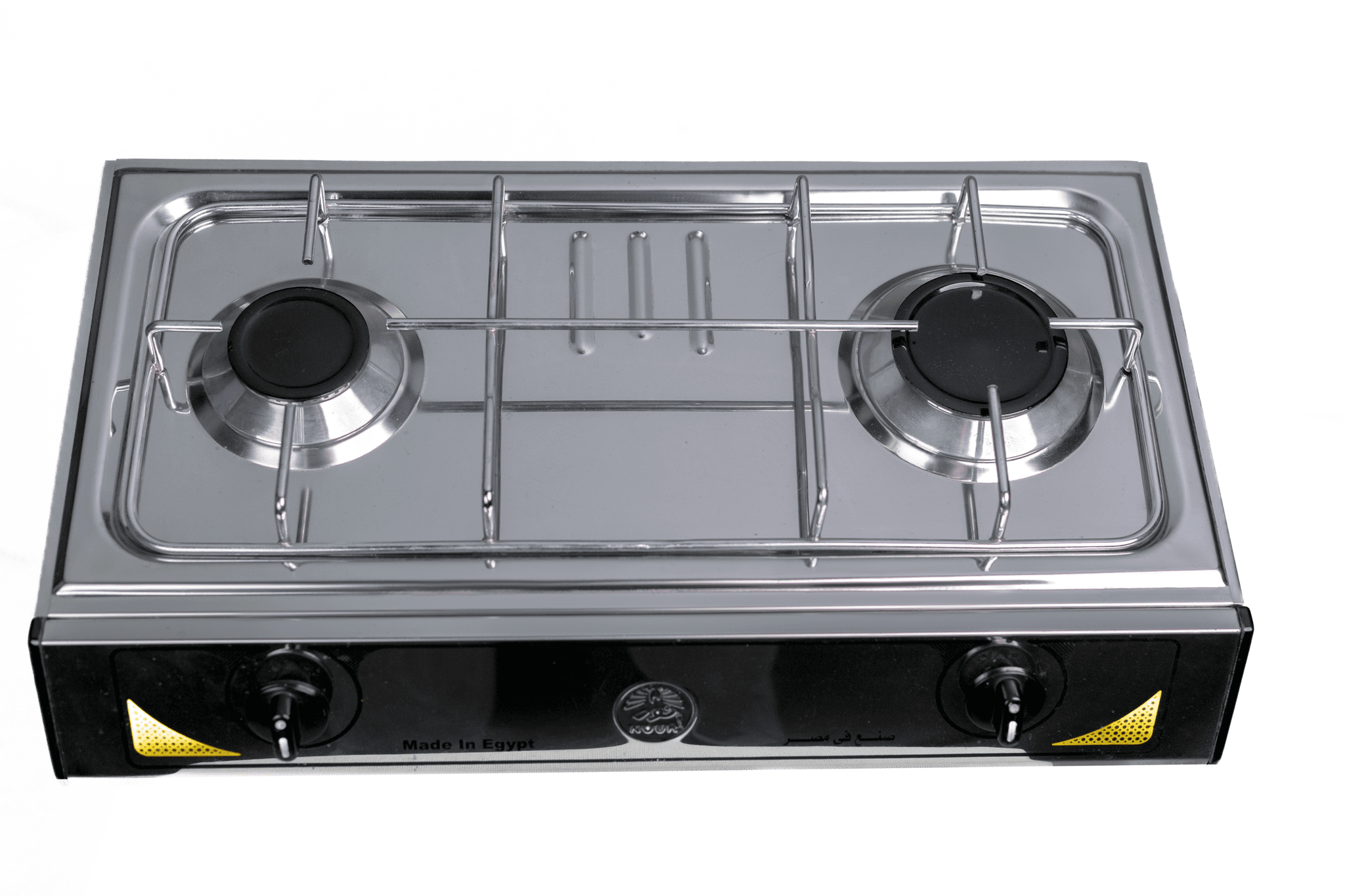 Nour Flat Cooker, Stainless Steel, Self-Ignition, 2 Burners - Silver