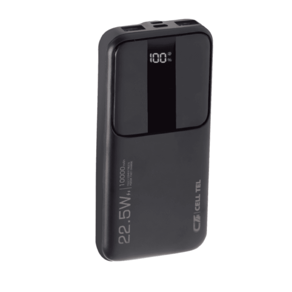 Cell Tel Turbo 60 Fast Power Bank 22.5W USB-TYPE-C -PD-C, 10000mAh - Black