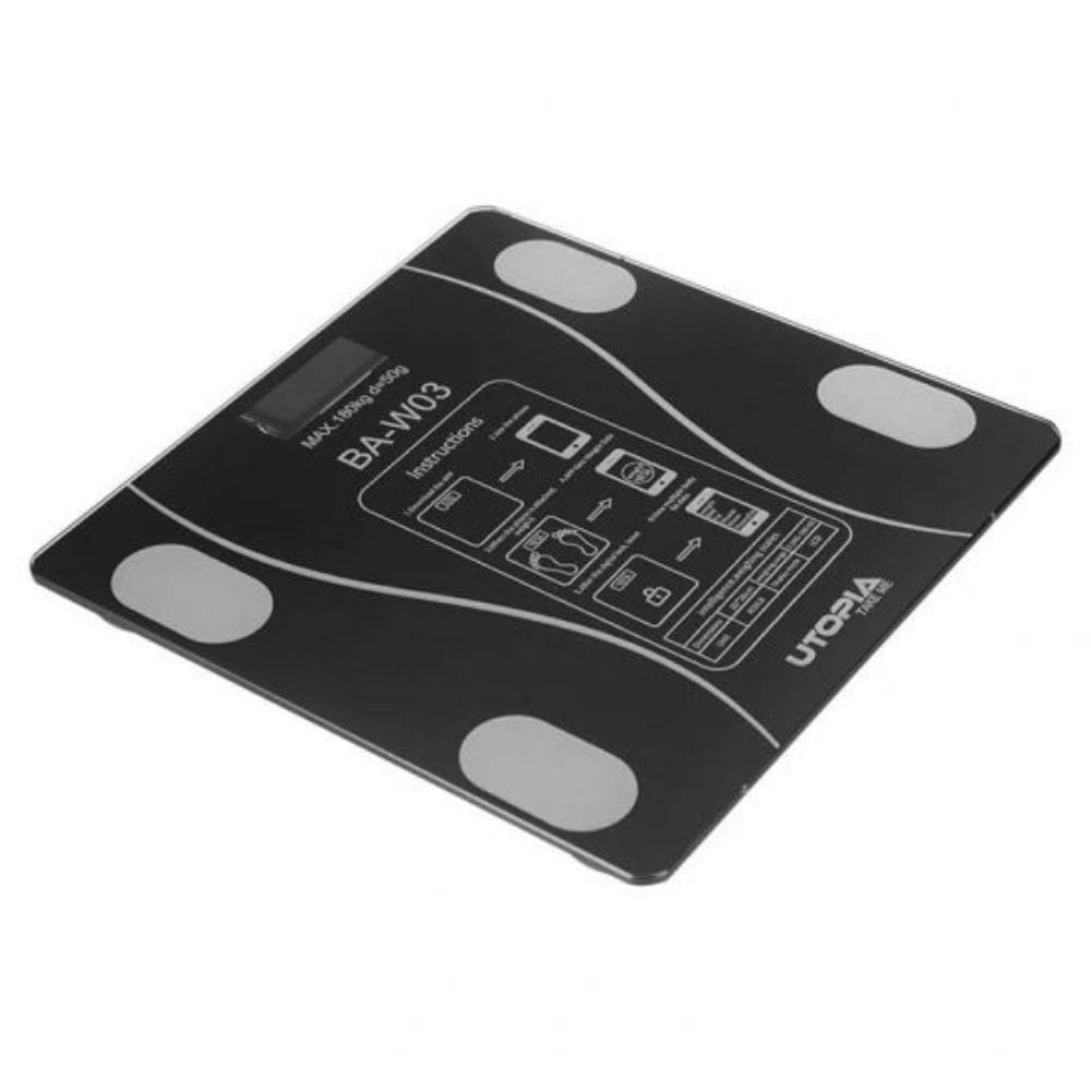 Utopia Ba-W03 Glass Personal Scale, Digital, 180 Kg - Black
