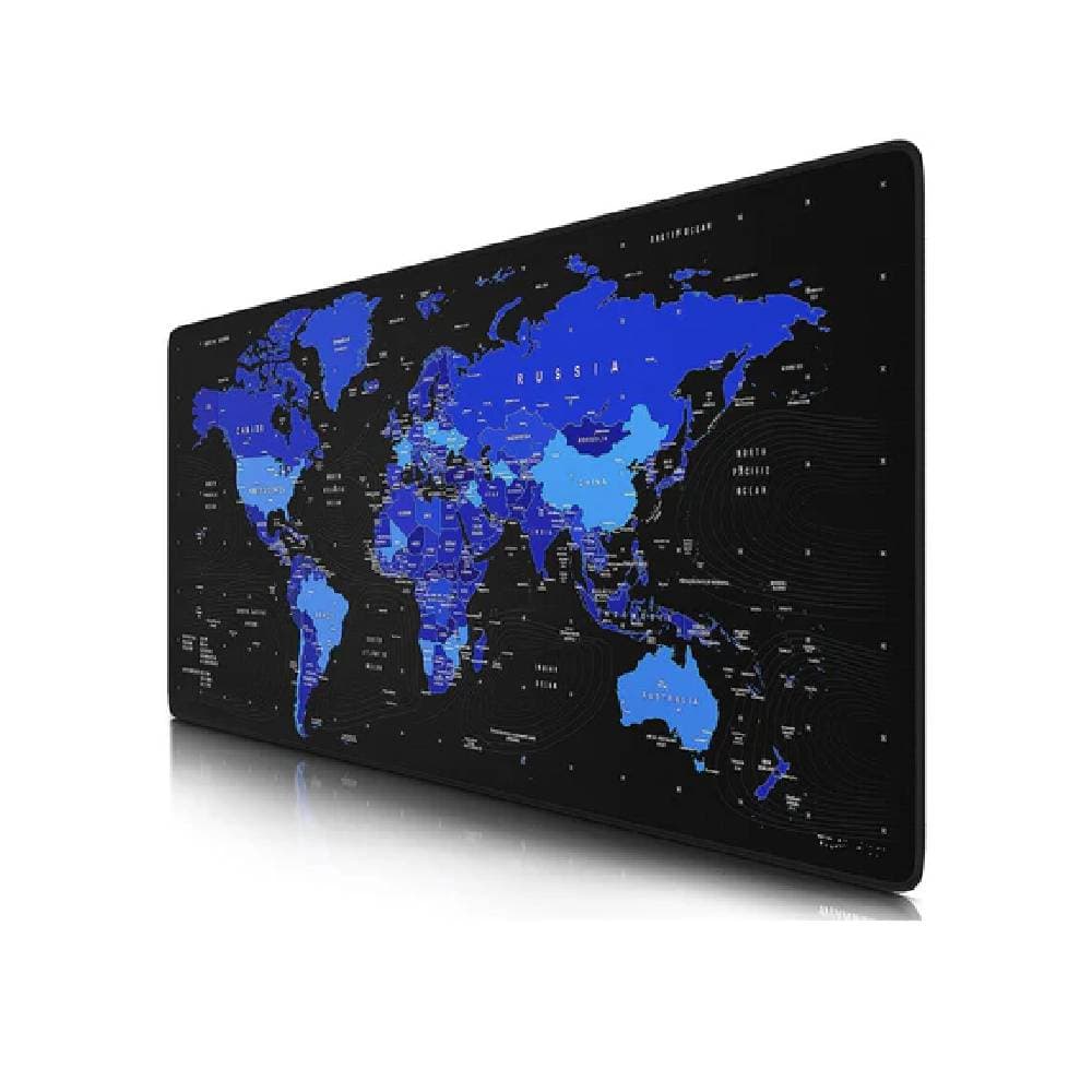 World Map Gaming Mouse Pad, 70 X 30 cm - Black Blue
