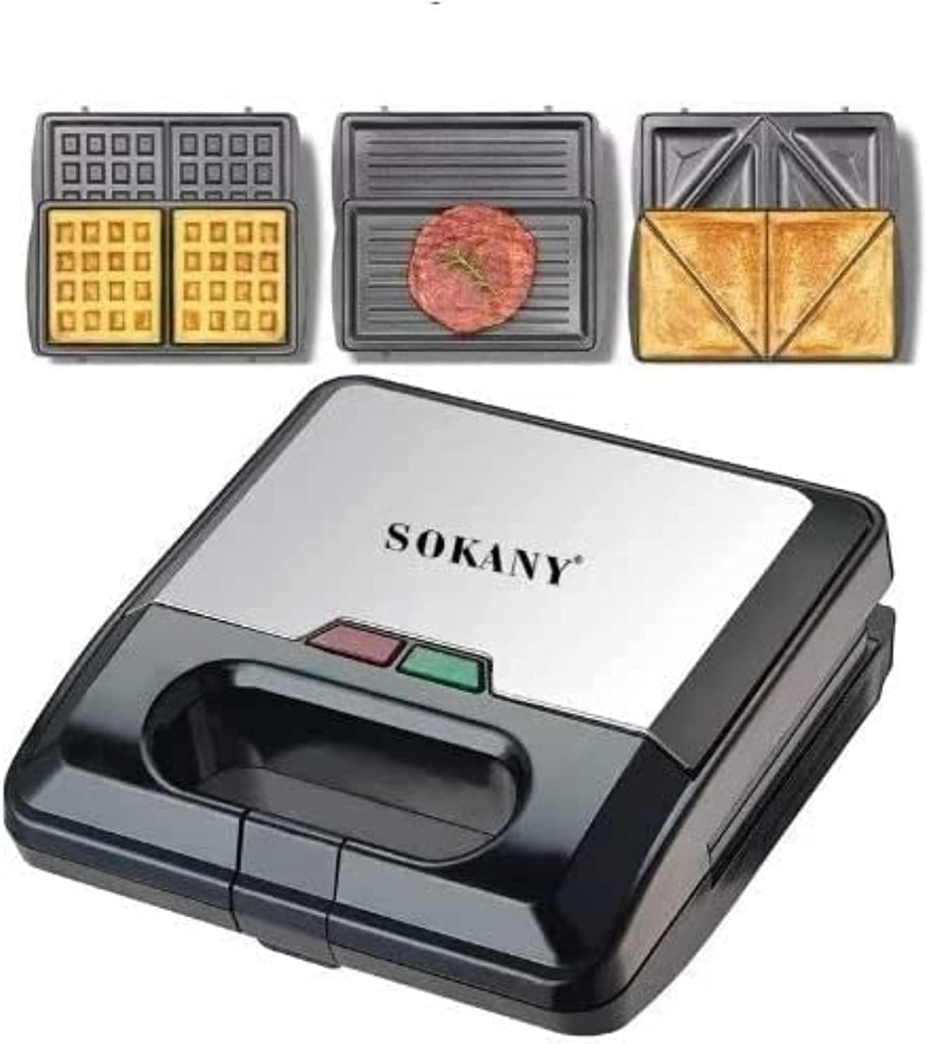 Sokany Sandwich Maker, 750 Watt - Black, KJ-303