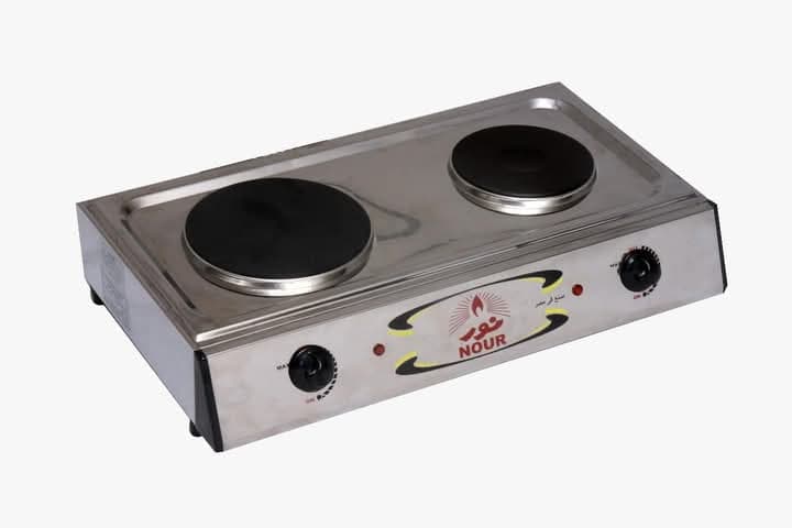 Nour Electric Stove, Stainless Steel, 14/18 cm, 3000 W - 2 Element - Silver