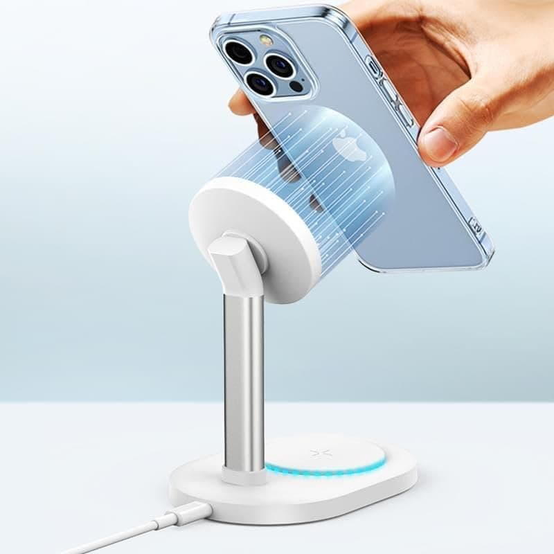 Recci 2-in-1 Magnetic Wireless Charger and Stand, 15W - White, RCW-32