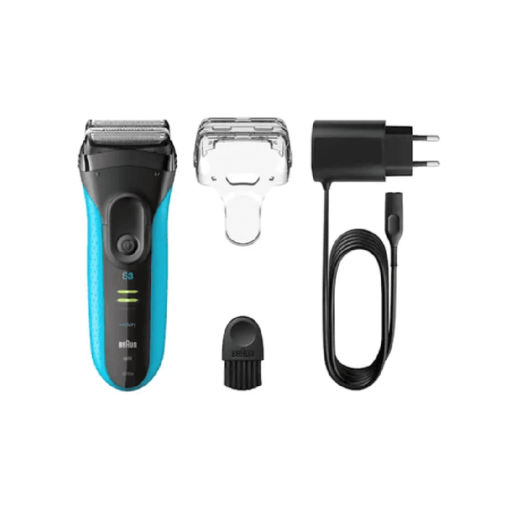 Braun Series 3 ProSkin Rechargeable Wet and Dry Foil Shaver With Built-in Trimmer - Black Blue