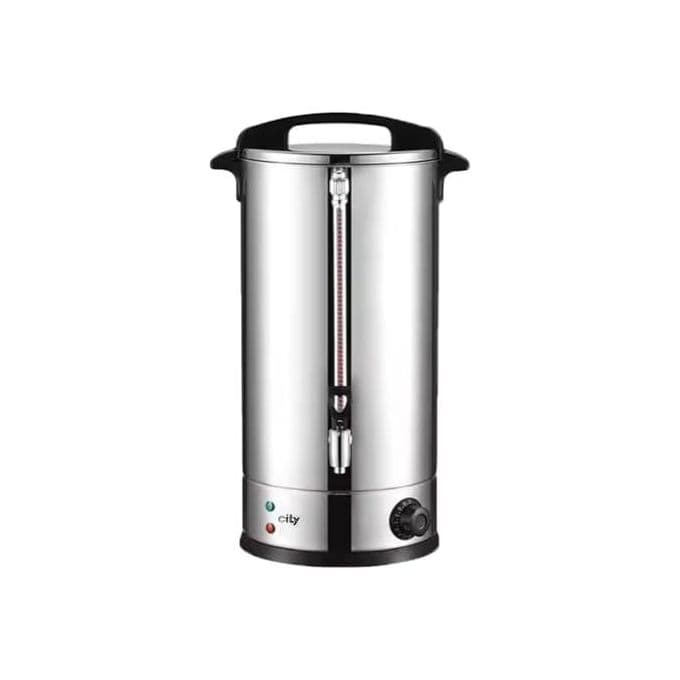 City HMA-1034 20-Liter Electric Water Boiler with Temperature Control, Silver Black.