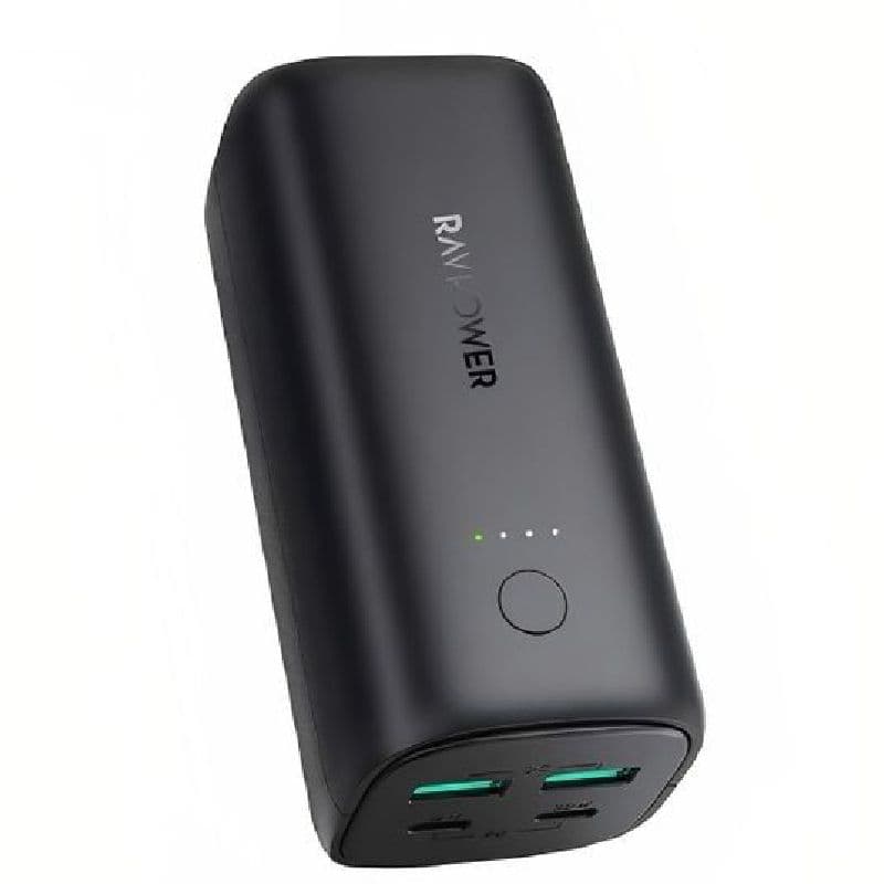 RavPower Pioneer RP-PB208 PD Power Bank, 70W, 4 Ports, 20000 mAh - Black