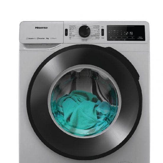 Hisense Front Load Full Automatic Washing Machine With Inverter Technology, 8 kg, WF3V8042BSEG - Silver