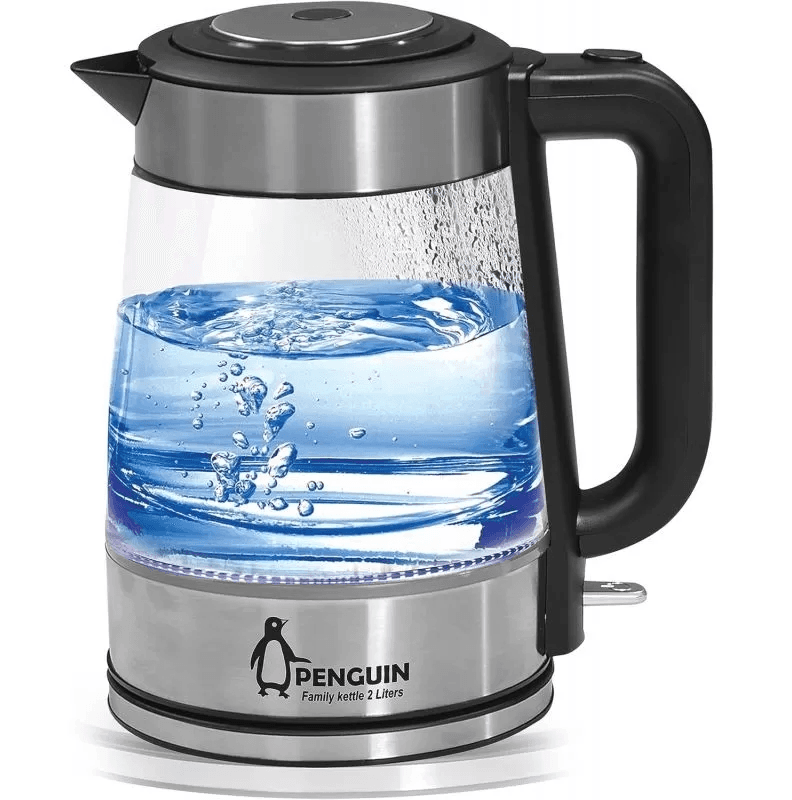 Penguin Glass Kettle, 2200 Watts, 2 Liters - Black, PK-1000-Black