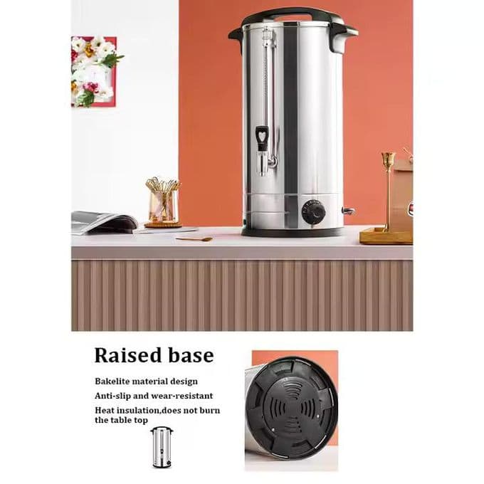 City HMA-1034 20-Liter Electric Water Boiler with Temperature Control, Silver Black.