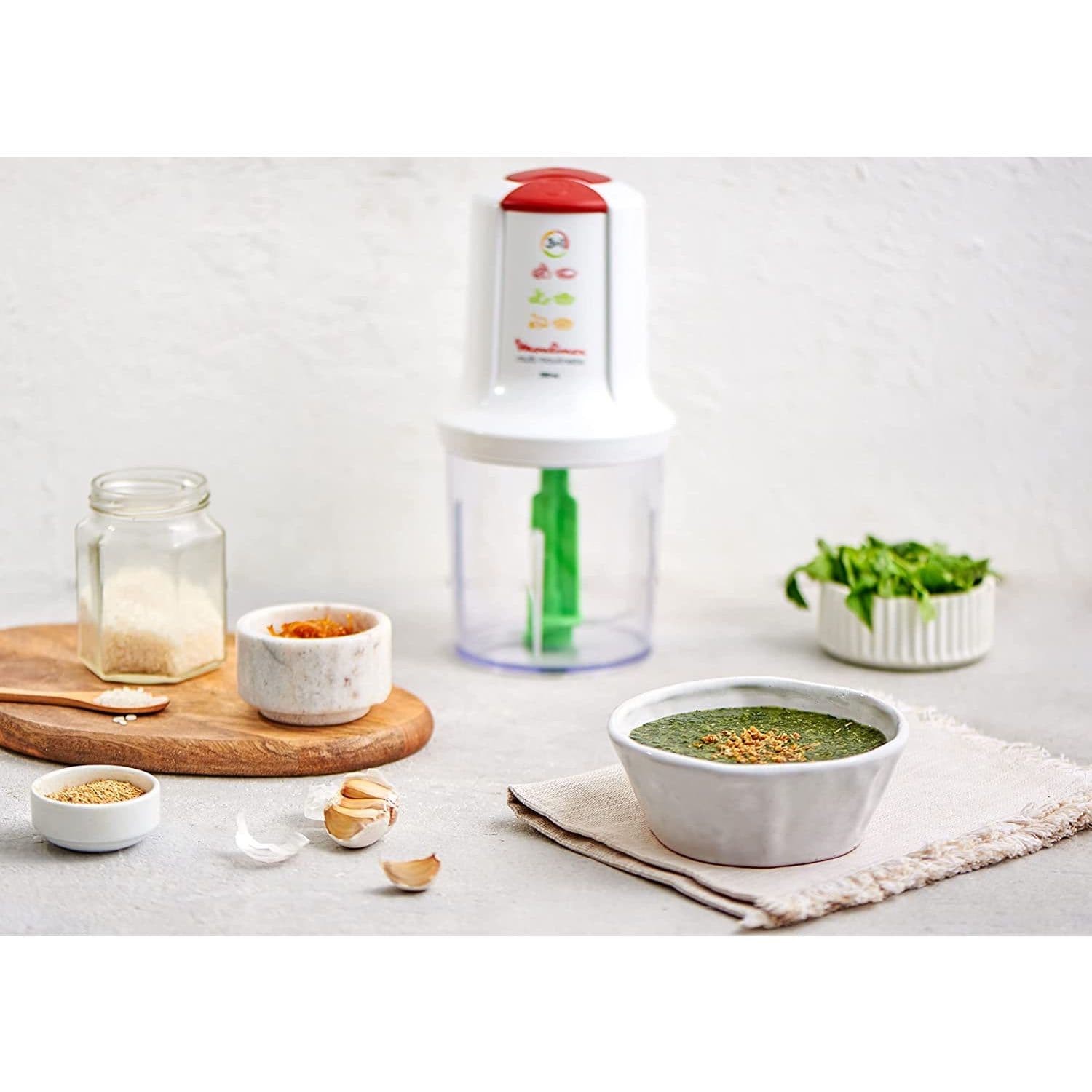 Moulinex Multi Moulinette Chopper, 500 Watt, White - AT7191EG