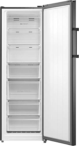 Toshiba Digital Upright Freezer, No Frost, 238 Liters, 7 Drawers, Silver - GR-RU312WE-DMN57