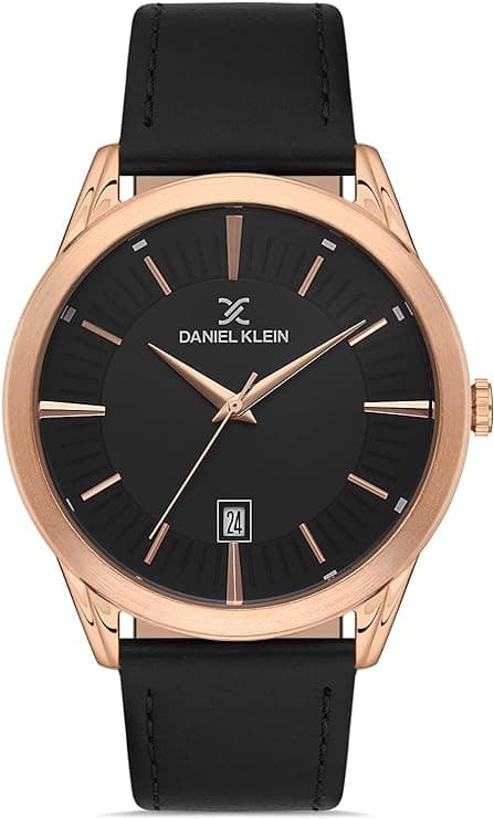 Daniel Klein Analog Watch for Men, Leather Strap - Black, DK.1.13076-4