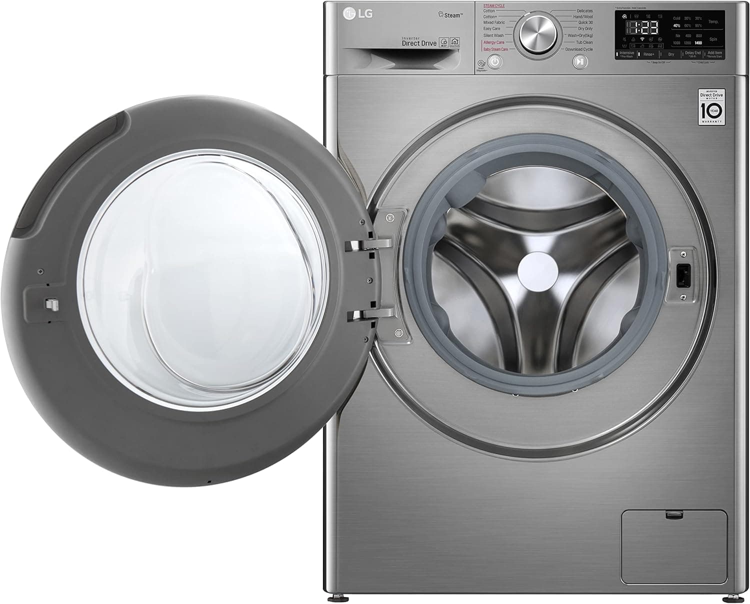 LG I Vivace Front Load Automatic Washer, AI DD technology, 8 Kg - Silver, F4R5TYG2T