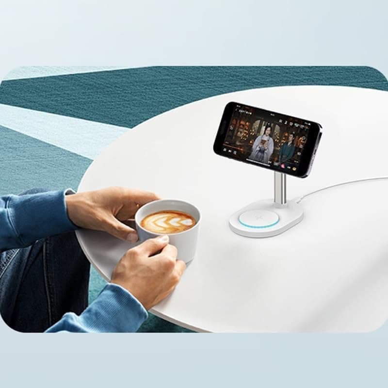 Recci 2-in-1 Magnetic Wireless Charger and Stand, 15W - White, RCW-32