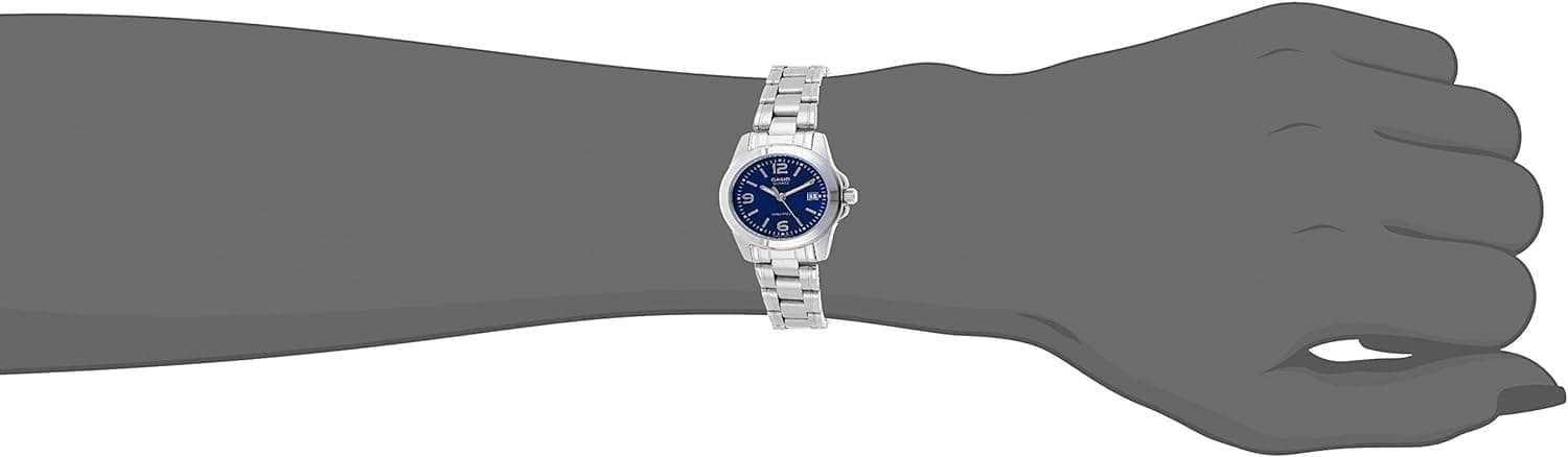 Casio Analog Casual Watch for Women, Stainless Steel Strap - Silver Blue, LTP-1215A-2ADF