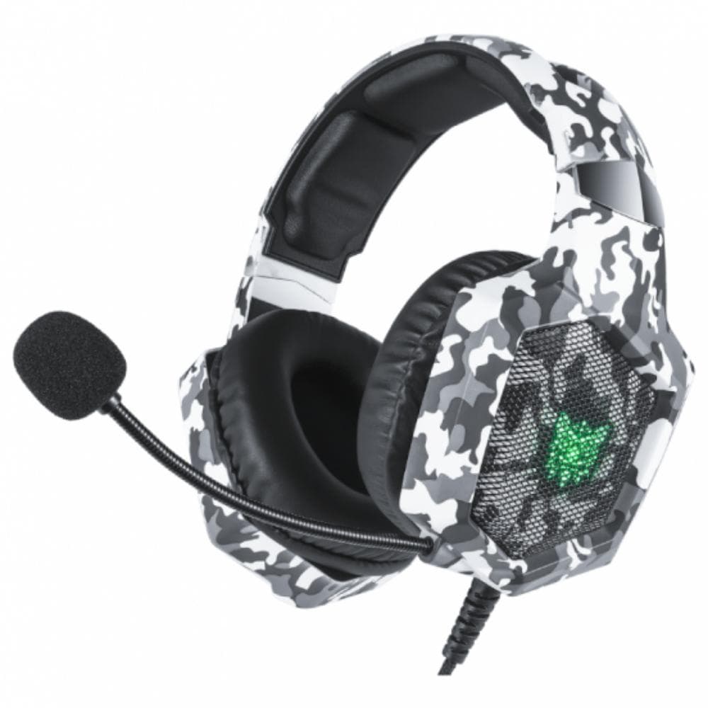 Onikuma K8 Wired Stereo Gaming Headphones With Mic LED Lights - White Grey