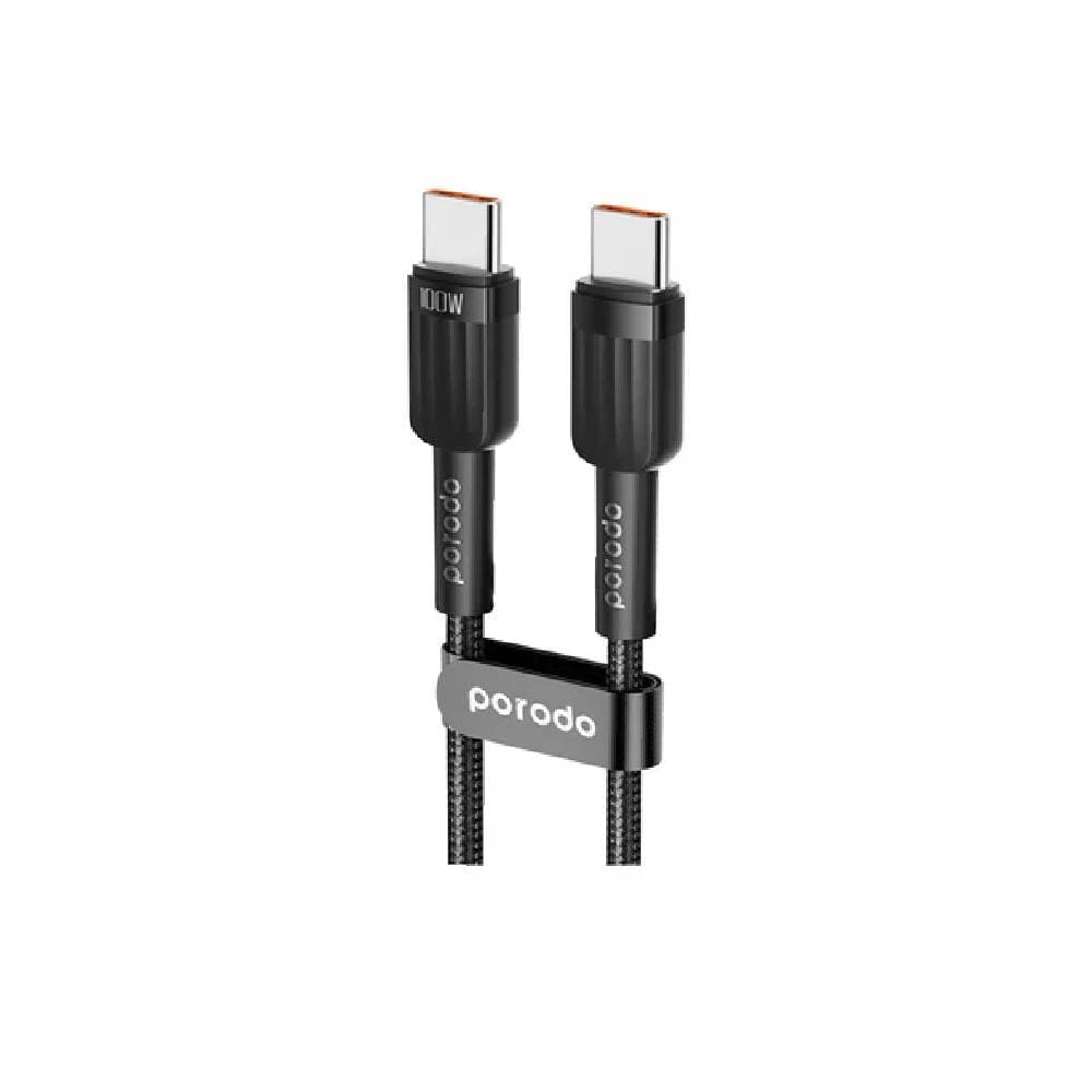 Porodo 50W Dual Port Car Charger PD 20W QC 30W with C to C Cable - Black