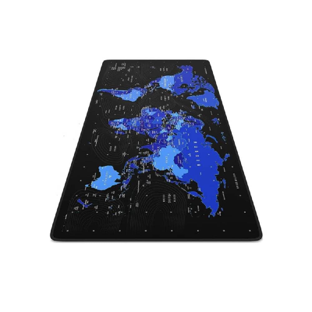 World Map Gaming Mouse Pad, 70 X 30 cm - Black Blue