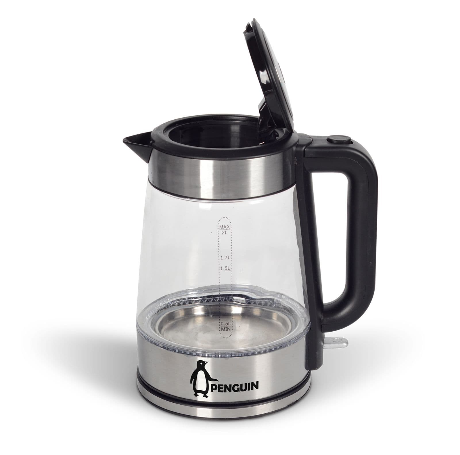 Penguin Glass Kettle, 2200 Watts, 2 Liters - Black, PK-1000-Black