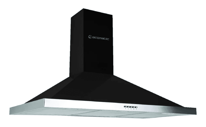 Ecomatic Built-in Extractor Fan, Pyramid Shape, 90 cm, 1000 m³/h, 3 Speeds, LED Lighting, H910IBKB - Black