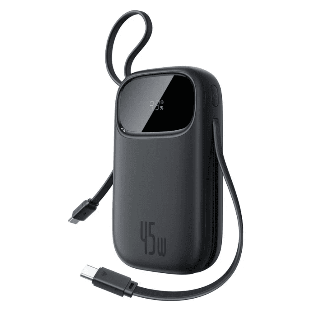 Baseus EnerFill FC31 Digital Display Power Bank With 2 Built-in USB-C Cables 20000mAh, 45W - Black