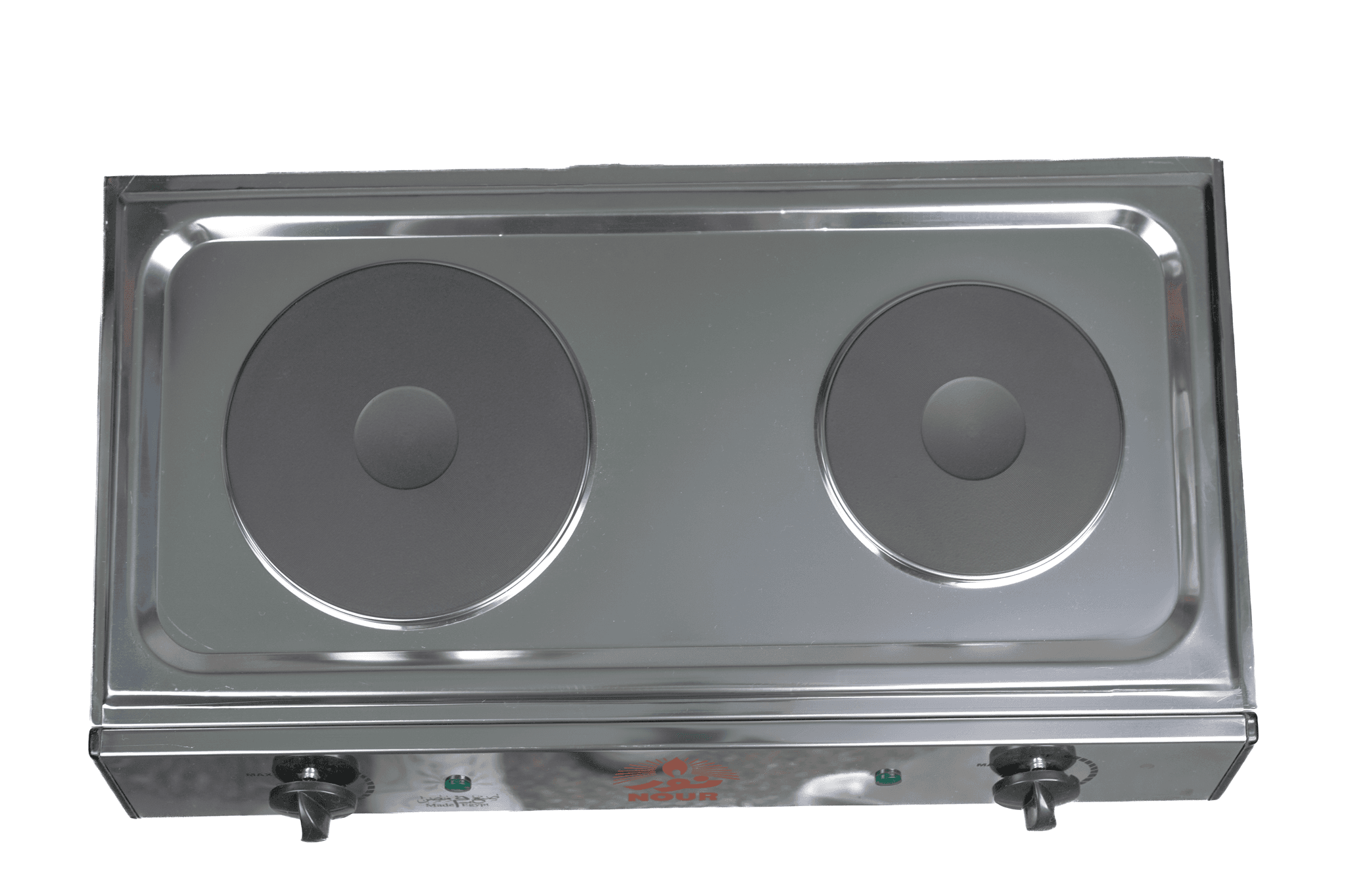 Nour Electric Stove, Stainless Steel, 14/18 cm, 3000 W - 2 Element - Silver