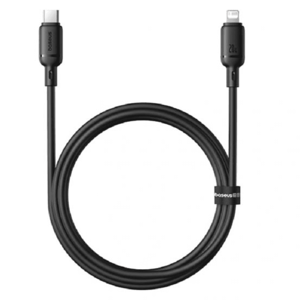Baseus Silky Series Cable, Type-C To Lightning, 20Watt, 2M - Black