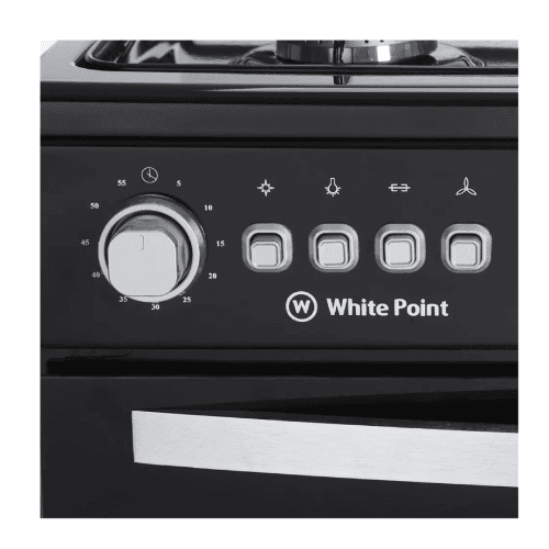 White Point Gas Cooker, 5 Burners, 90 cm, Fan, Safety, WPGC9060BHSA - Black
