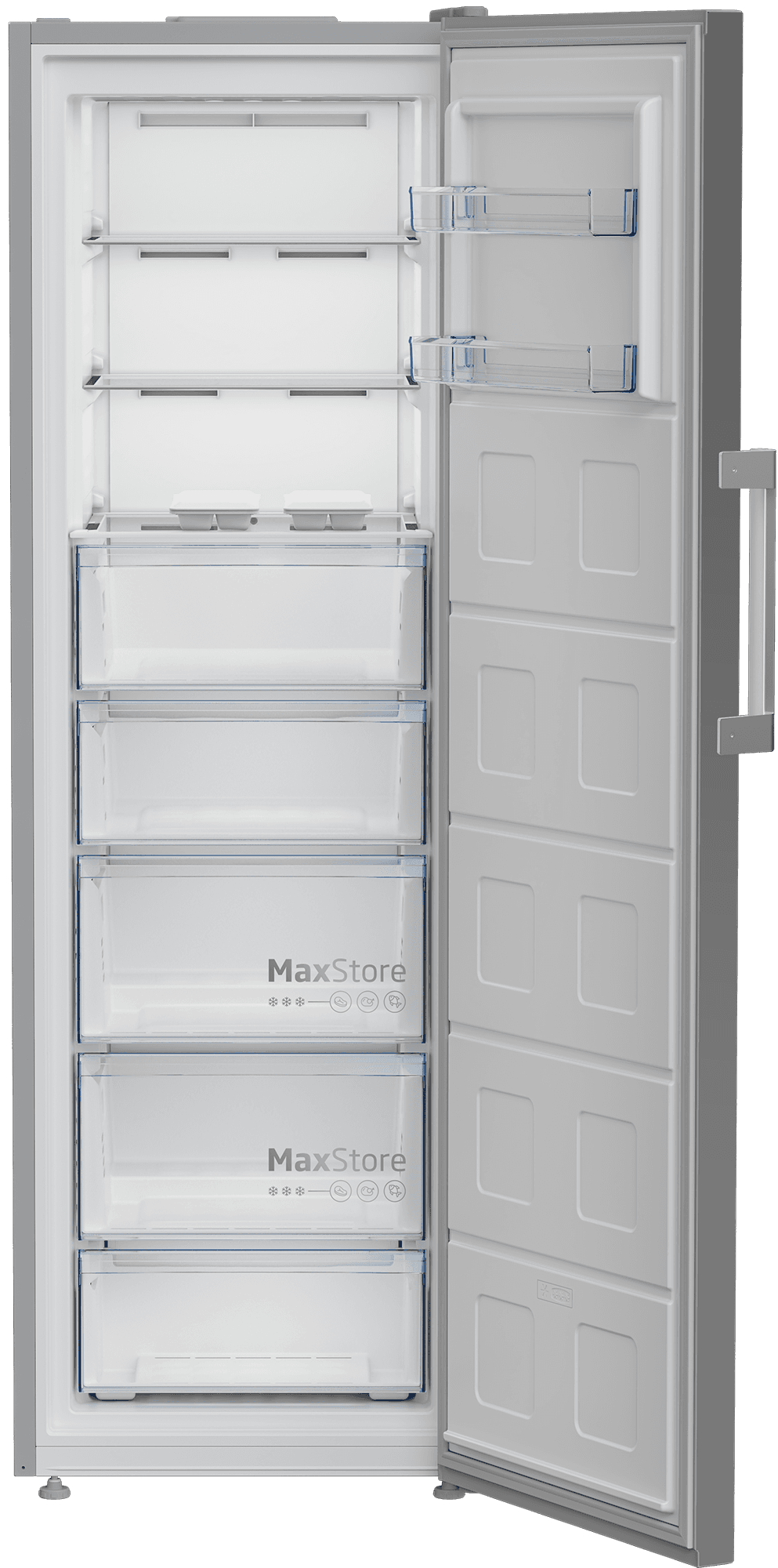 Beko Vertical Deep Freezer, 8 Drawers, Digital Display, No Frost, B3RFNE314ZXPE1 - Silver