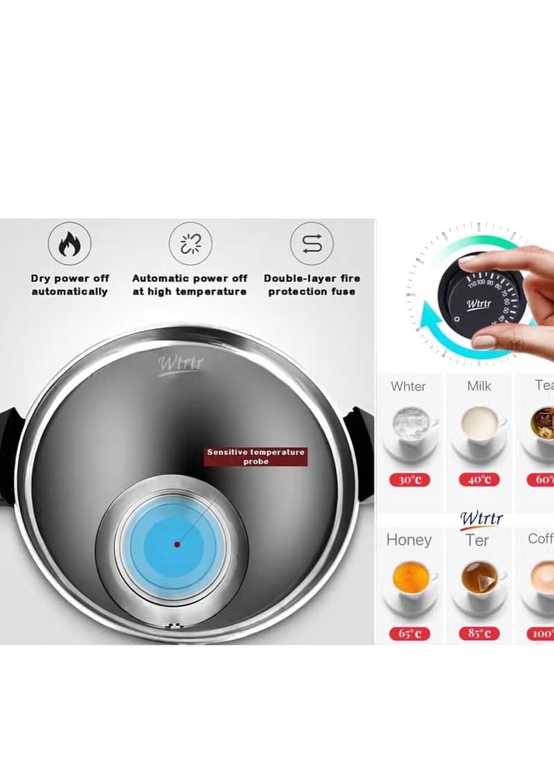 City HMA-1033 Electric Water Kettle with Temperature Control, 15L, 2200W, Silver Black