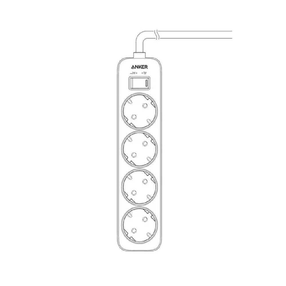 Anker 4-in-1 Power Strip, 4 Sockets, White - A9143L21