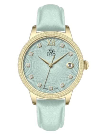 Reys Analog Dress Watch for Women, Leather Strap - Light Blue, R2040LGMG