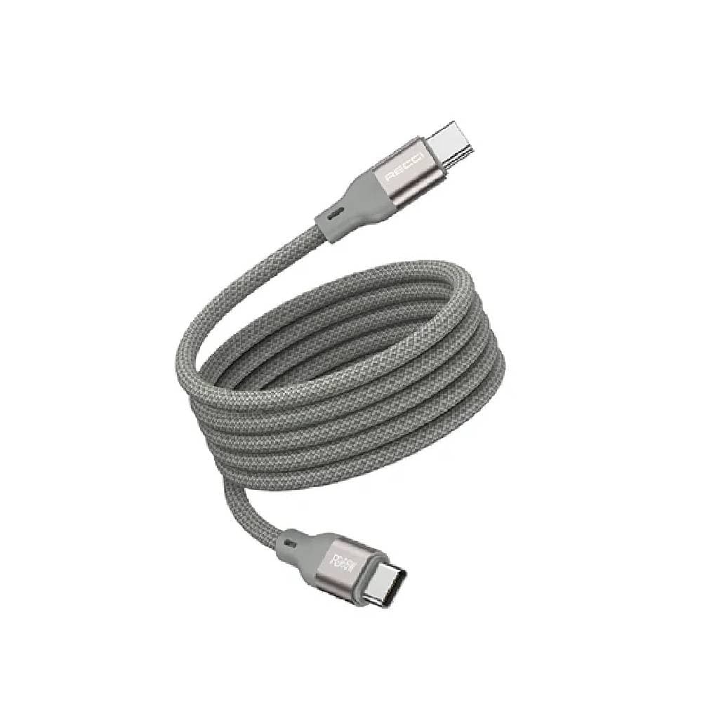 كابل ريتشي للشحن السريع المغناطيسي من النوع سي إلى النوع سي، بقوة 65 وات، S23CC - رمادي