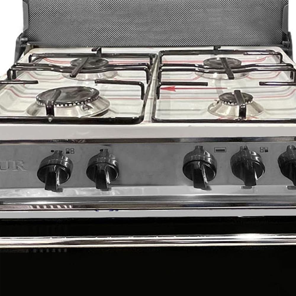 Nour Cooker, Stainless Steel, 4 Burners, 55x55 - Silver
