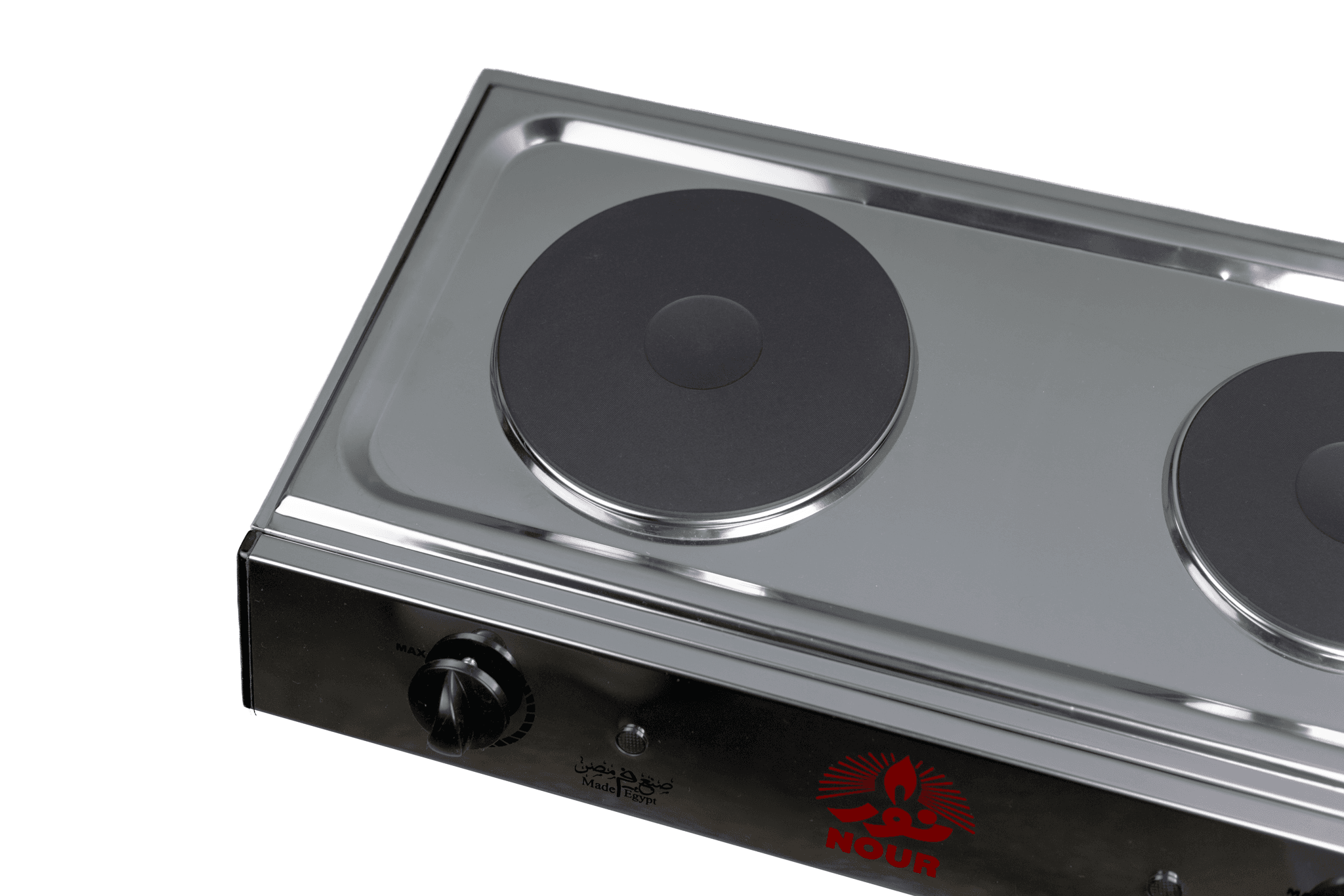 Nour Electric Stove, Stainless Steel, 14/18 cm, 3000 W - 2 Element - Silver