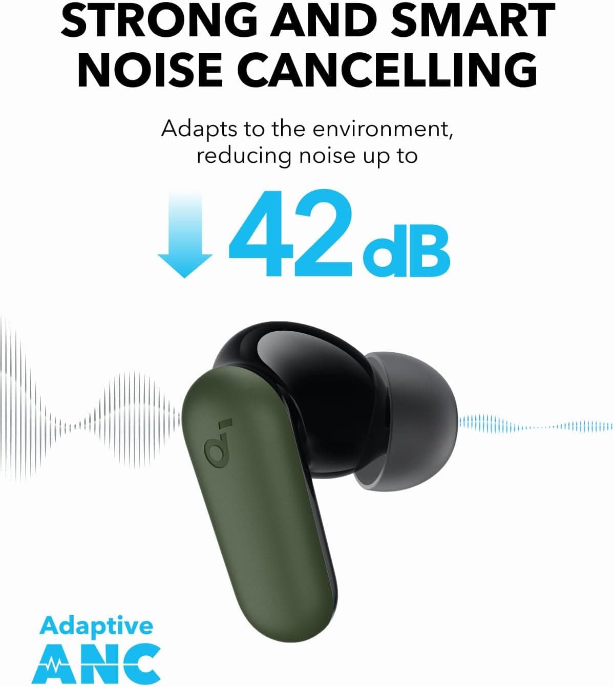 Anker SoundCore P30i In-Ear Earbuds With 4 Mics, Noise Cancellation, Up to 45 Hours, Green - A3959Z61