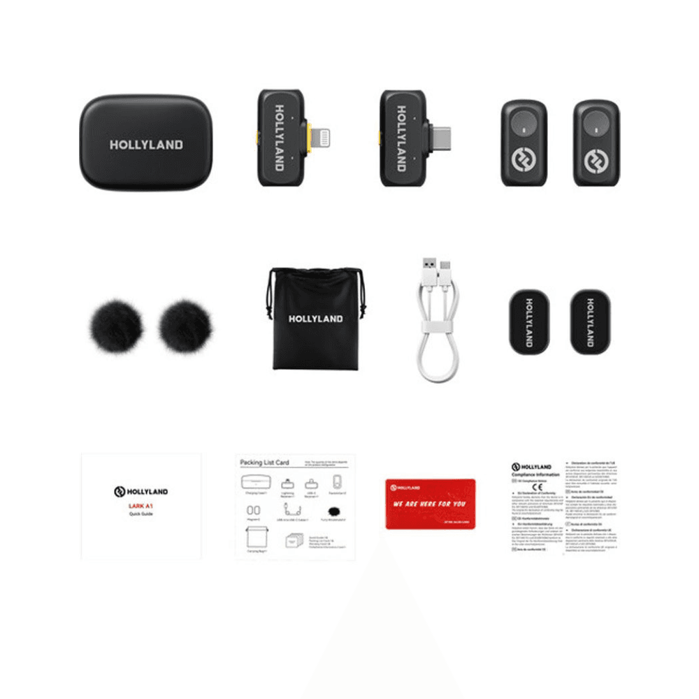 Hollyland LARK A1 Combo, Affordable Wireless Lavalier Microphone - Black