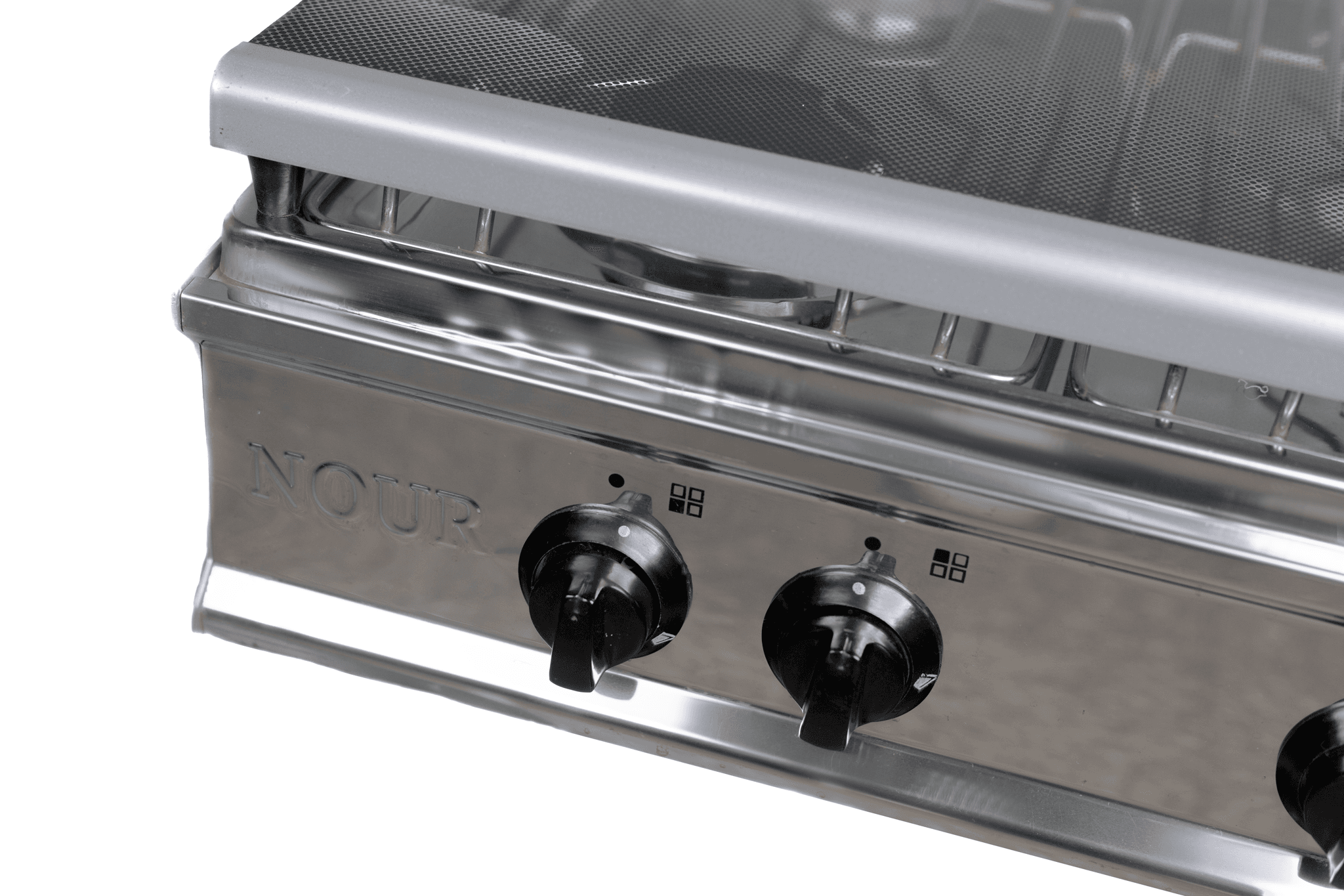Nour Flat Gas stove, 4 Burners, 60x60, Stainless Steel, Self Ignition - Silver