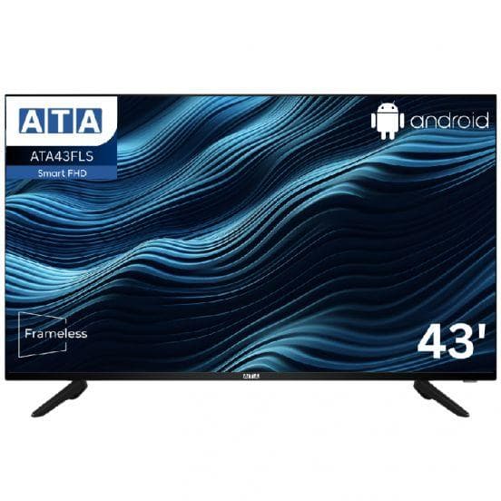 ATA Smart TV 43 Inch, Frameless, FHD, ATA43FLS - Black