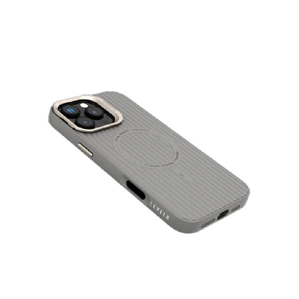 Levelo Livia For iPhone 16 Pro Max TPU Silicone Case, Impact Resistant Corners - Gray