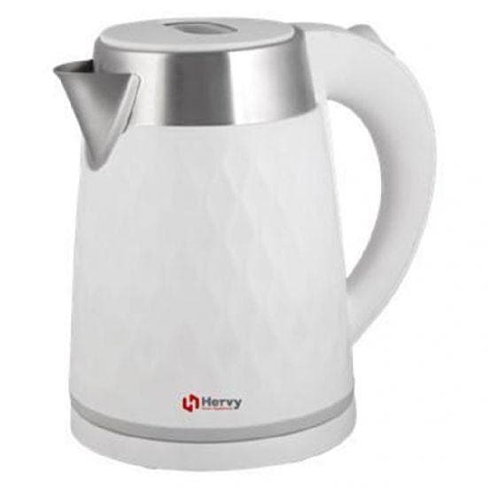 Hervy Crystal Kettle, 1.7L Capacity, 1500W, 360° Rotating Base - White