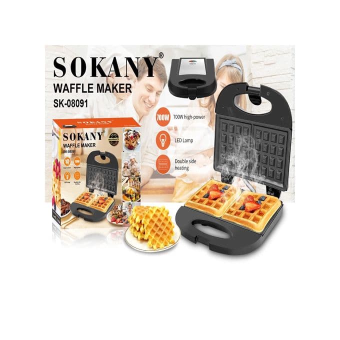 Sokany Waffle Maker, 700W, Black, Model SK-08091