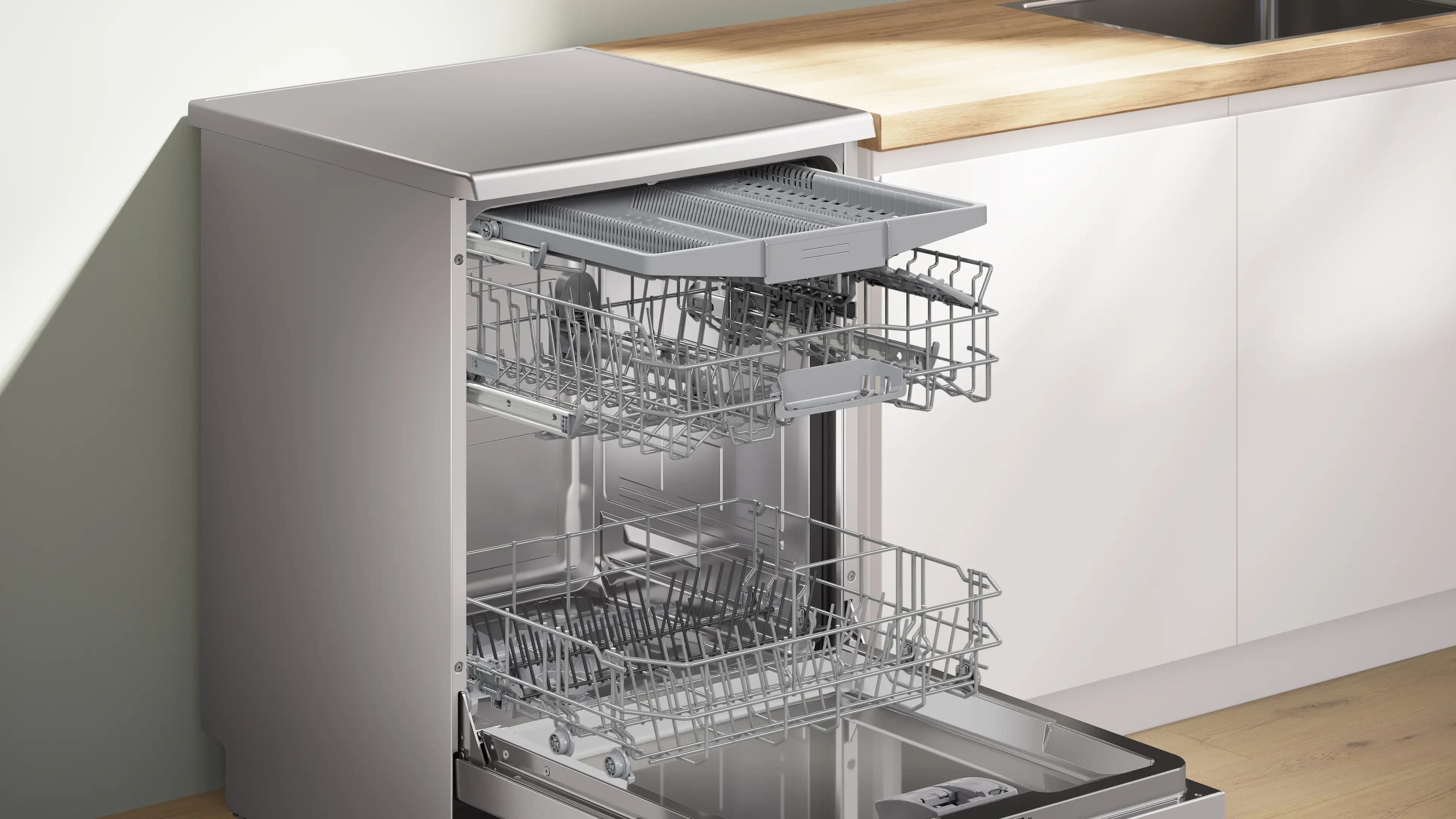 Bosch Series 4 Free Standing Dishwasher , 14 Persons Brushed Steel - SMS46NI20V