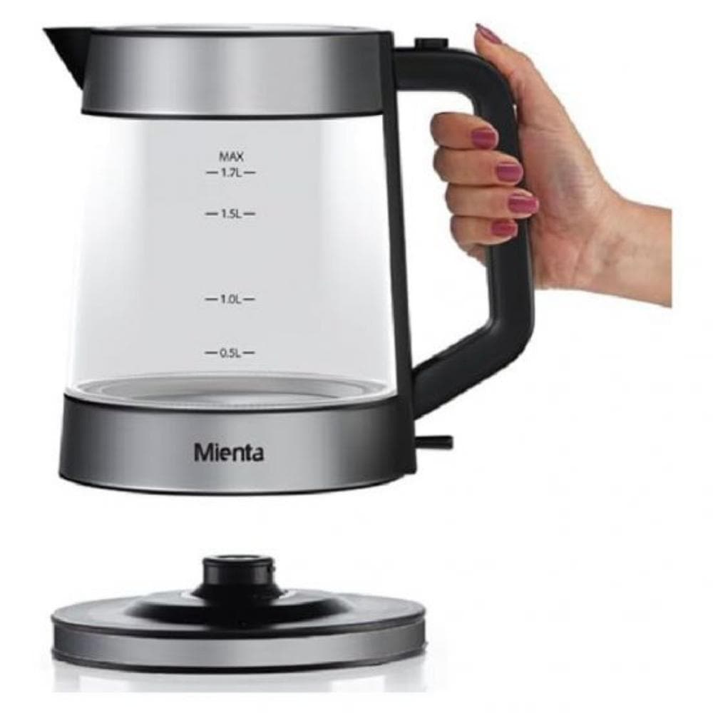 Mienta Verre Water Kettle, 1.7 Liter, 2200 Watt, EK201837A - Glassy