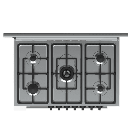 Fresh Jumbo Mirror Plus Gas Cooker, 5 Burners, 90 cm, Fan, Safety, 12847 - Black