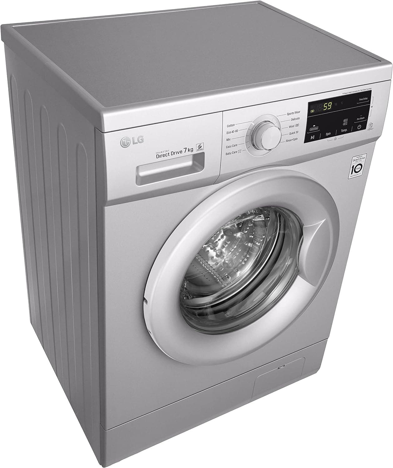 LG Front Loading Washing Machine, 7 Kg, 1200 RPM - Silver, FH2J3QDNG5