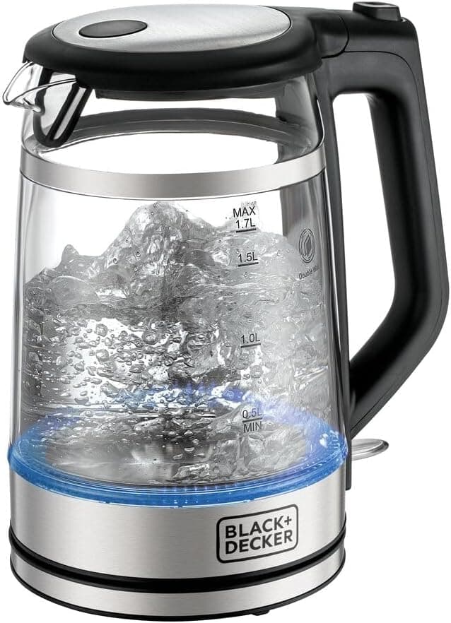 Black & Decker | Electric Kettle ,1.7 Liter, 2200 Watt , Silver Black - GK220-B5