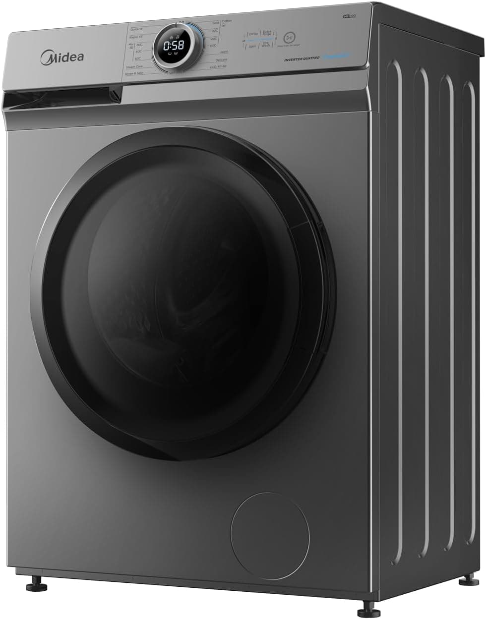 Midea Washing Machine, Front Load, 8 kg, Inverter - Silver, MF100W80B/TT