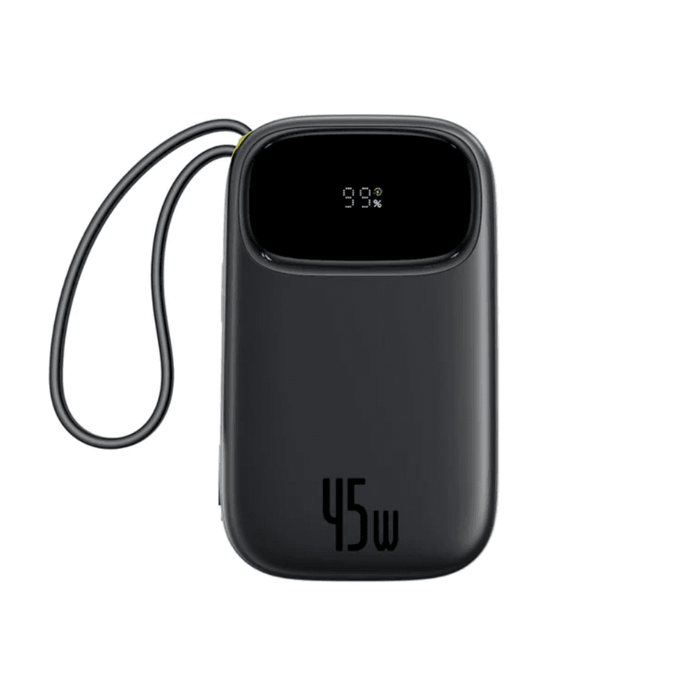 Baseus EnerFill FC31 Digital Display Power Bank With 2 Built-in USB-C Cables 20000mAh, 45W - Black